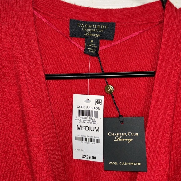 NWT Charter Club 100% Cashmere Belted Cardigan Duster Sweater M MSRP $229 Red - Picture 9 of 13